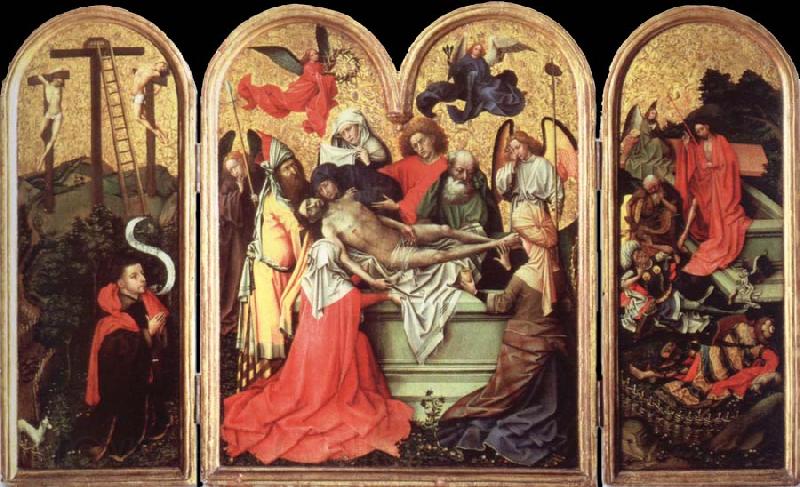 Robert Campin Entombment Triptych Germany oil painting art